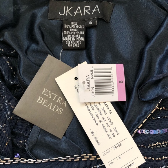 NWT J Kara Women’s Pop Over Long Beaded Floor Length Dress Size 6 with Tags - Picture 4 of 4